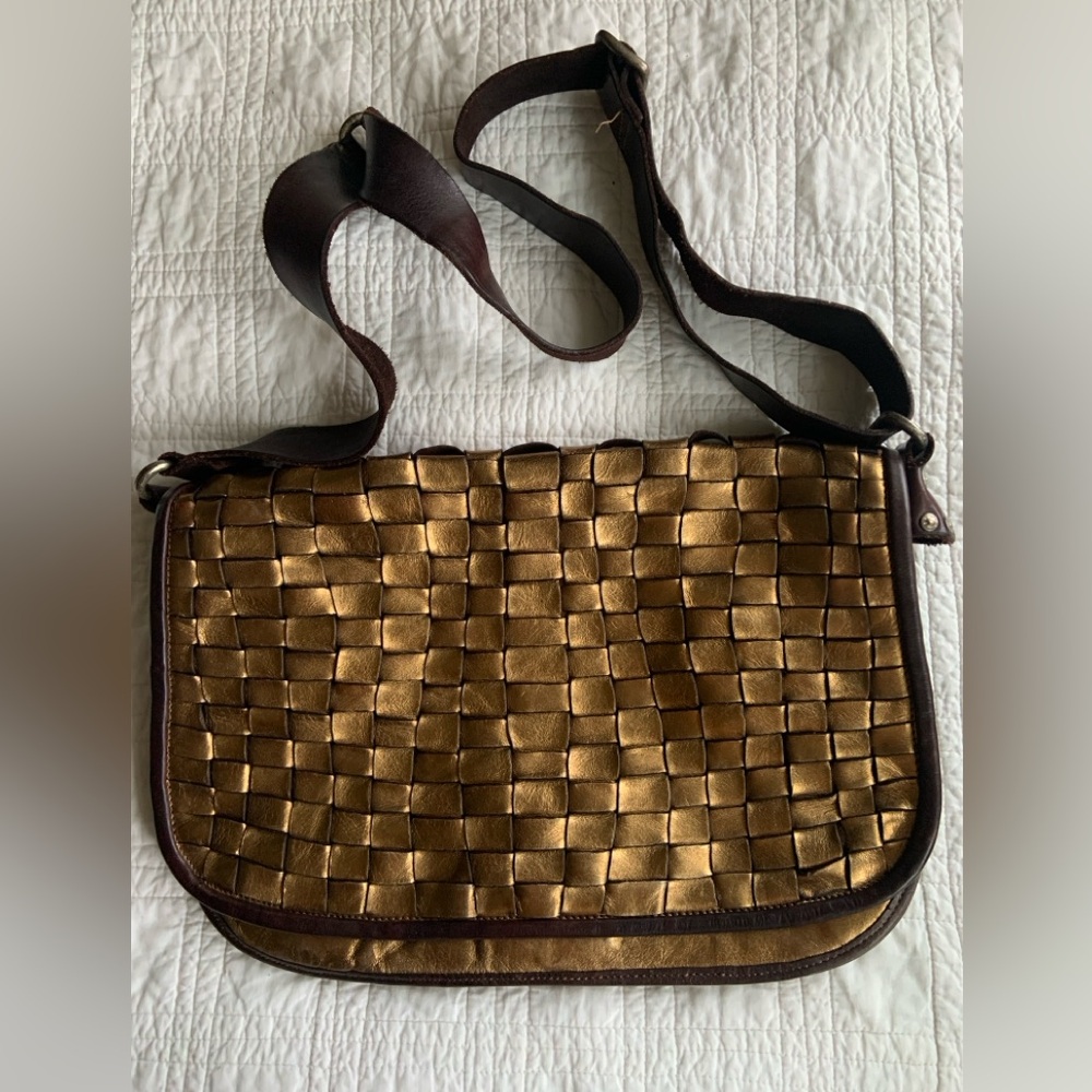Campomaggi Woven Gold Leather Crossbody
